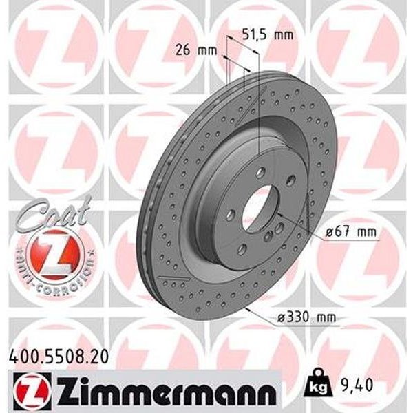 Zimmermann Brake Disc - Standard/Coated, 400.5508.20 400.5508.20